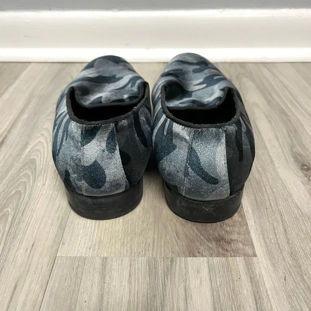 Aldo Loafers Men’s 10‎ Gray Camouflage Print Velvet Slip On